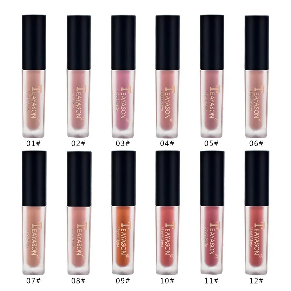 1pc Women's Fashion Liquid Matte Lipstick Velvet Lipgloss Nude Makeup Matte Velvet Natural Moisturizer Lip Glosses HIP