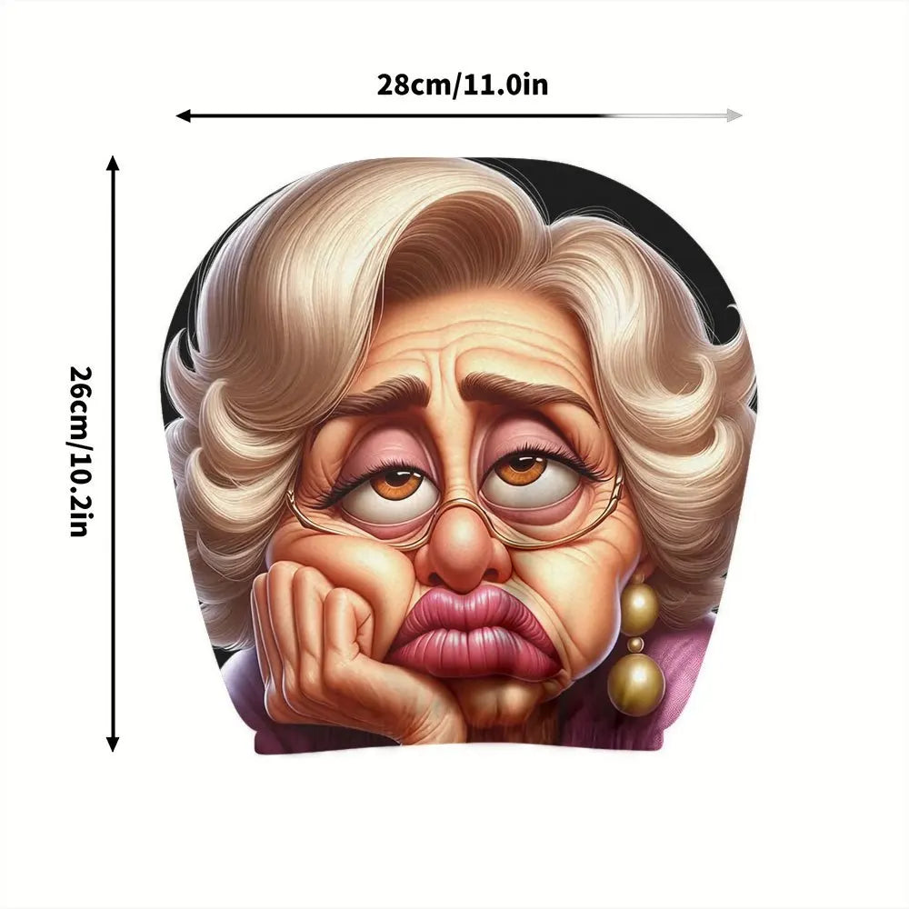2-Pack Cartoon Granny Car Headrest Covers – Universal Fit Car Headrest Cover HIP