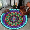 Black & Gold Mandala Round Rug – Bohemian Non-Slip Floor Mat Round Area Rug HIP 2 40X40CM