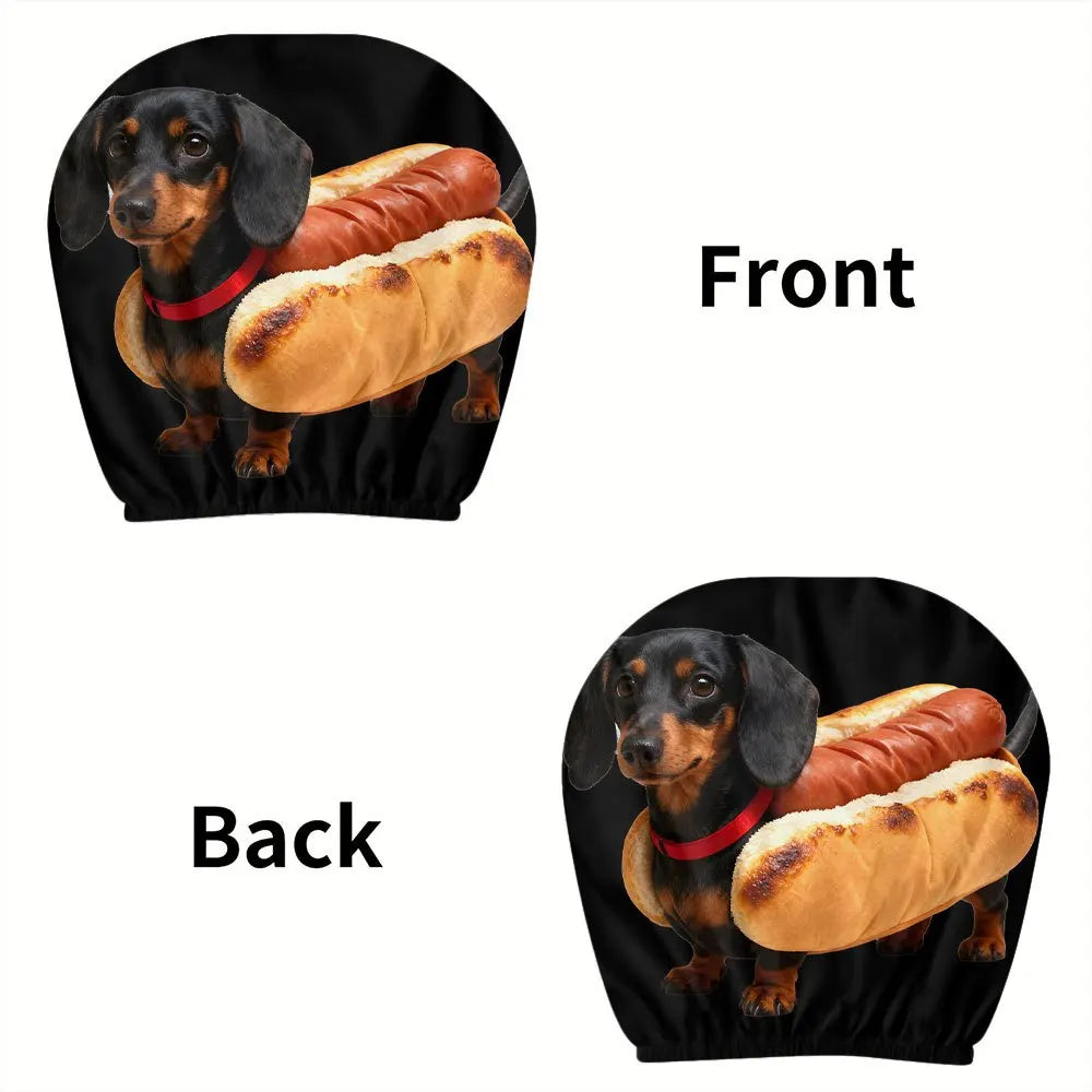 Dachshund Car Headrest Covers – 2-Pack Funny Dog Print Car Headrest Cover HIP 1
