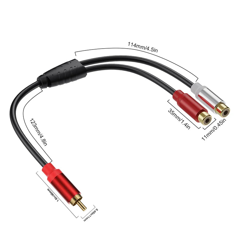 RCA Splitter 1 in 2 Out Male to Female Audio Adapter RCA Audio Adapter HIP