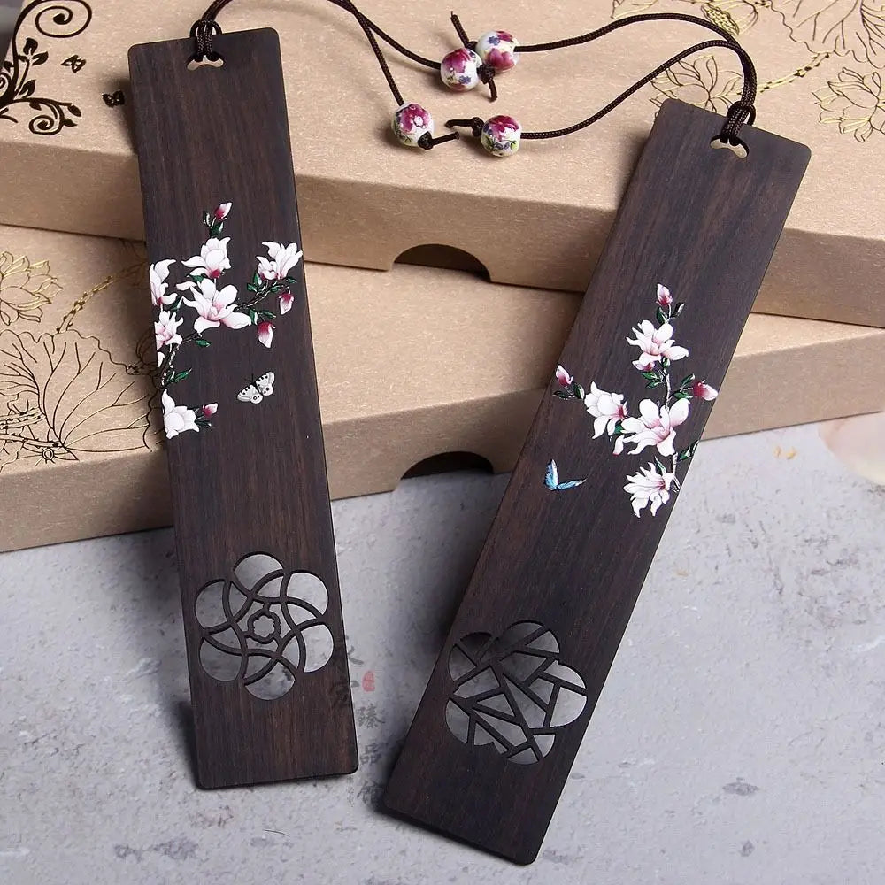Carved Ebony Wood Bookmark – Chinese Retro Style Gift Wooden Bookmark HIP