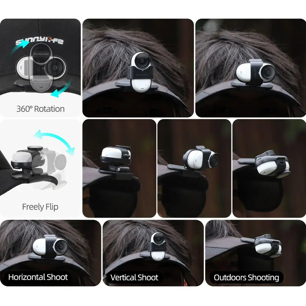 360° Hat Clip Mount for Insta360 GO 3 & GO 3S | Quick Release Action Camera Mount HIP