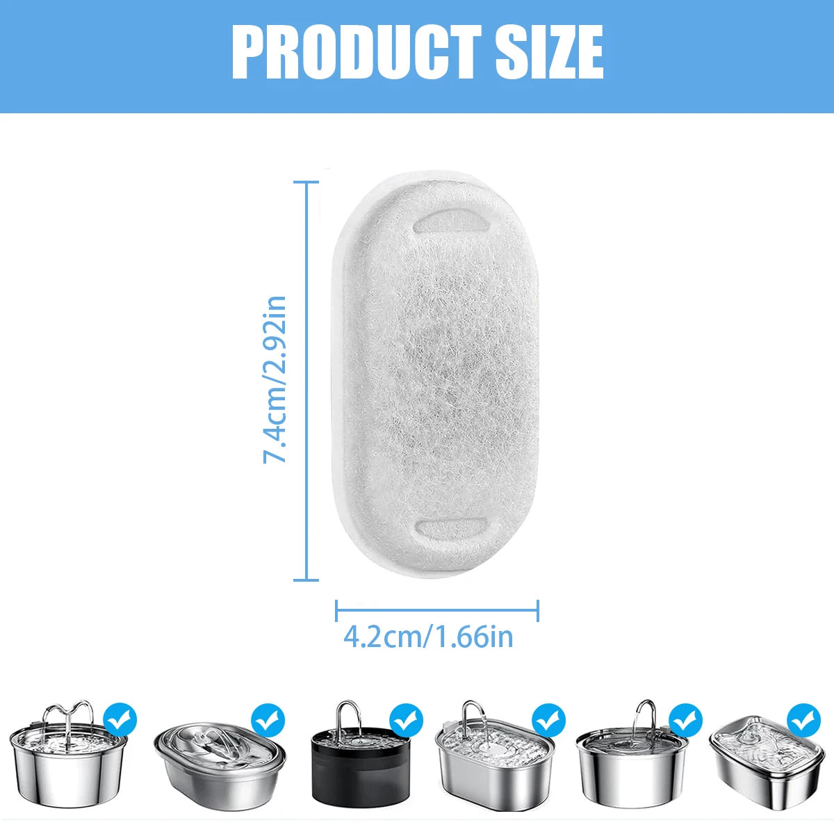 6/12/18/24PCS Cat Water Fountain Filters, Replacement Filters Fit Stainless Steel Adjustable Water Flow Pet Cat Water Fountain HIP
