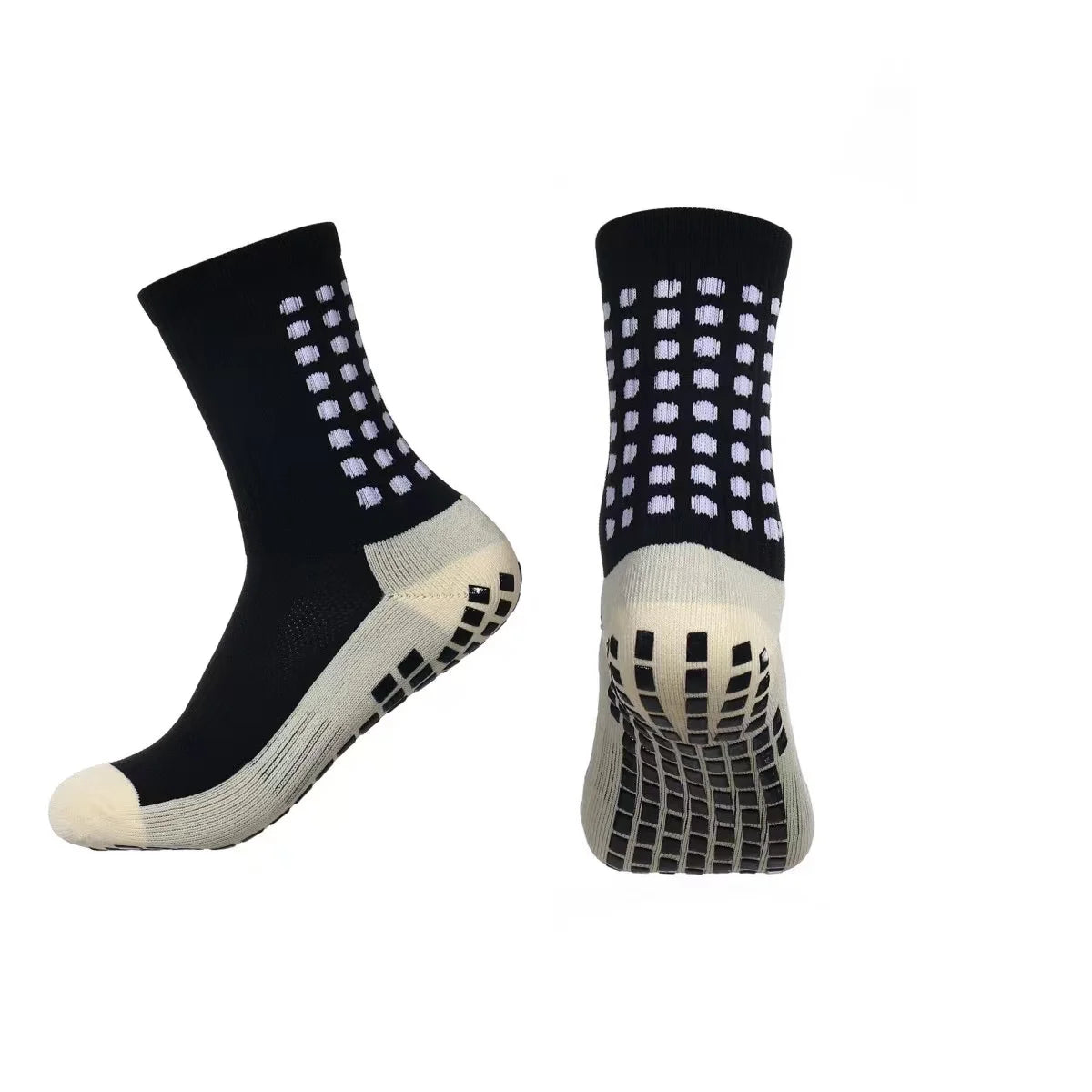 Men's Mid-Calf Sports Socks Breathable Anti-Slip Silicone Dotted Football Basketball Yoga Socks Comfortable Breathable Sports HIP Black 1Pair