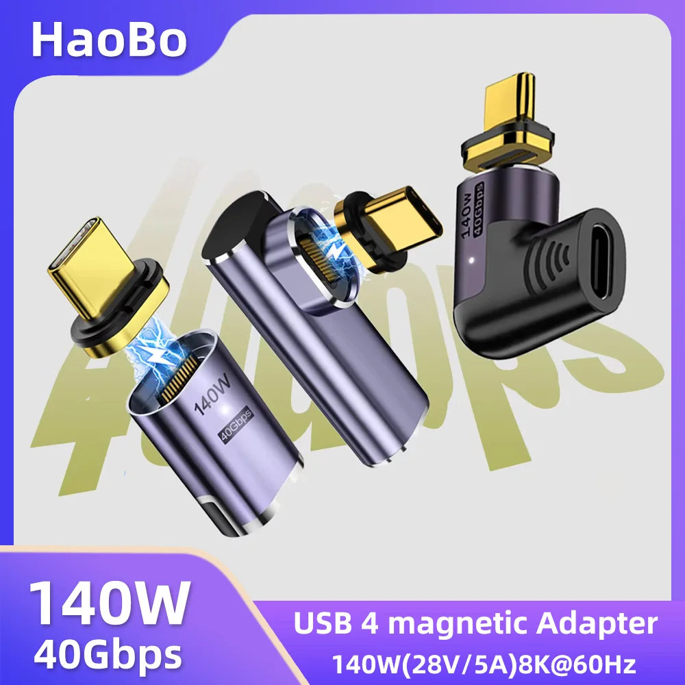 USB4 Thunderbolt 3 Magnetic USB-C Adapter 140W 40Gbps 8K USB-C Cable Adapter HIP