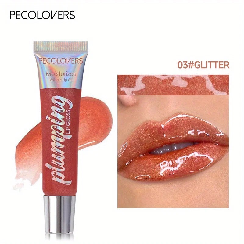 Shimmer Lip Oil Tinted For Fuller Lip Effect, Collagen Lip Gloss, Moisturizing Lip Care Extreme Volume Lip Essence Lips Enhancer HIP 03