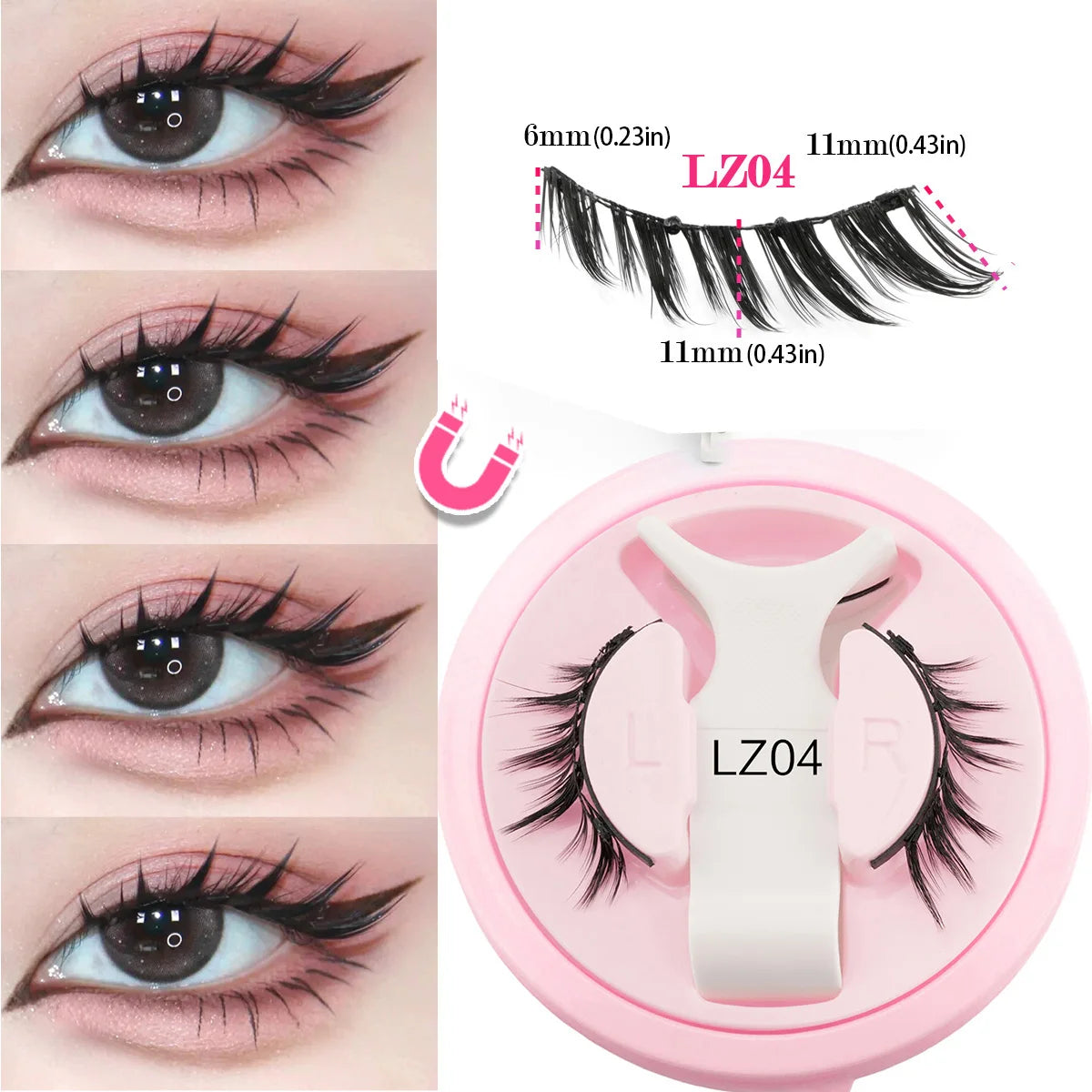YSDO Magnetic Eyelashes Glue-free False Eyelashes Natural Eyelash Manga Lashes Soft Magnetic False Eyelashes Daily Makeup Tool HIP LZ04