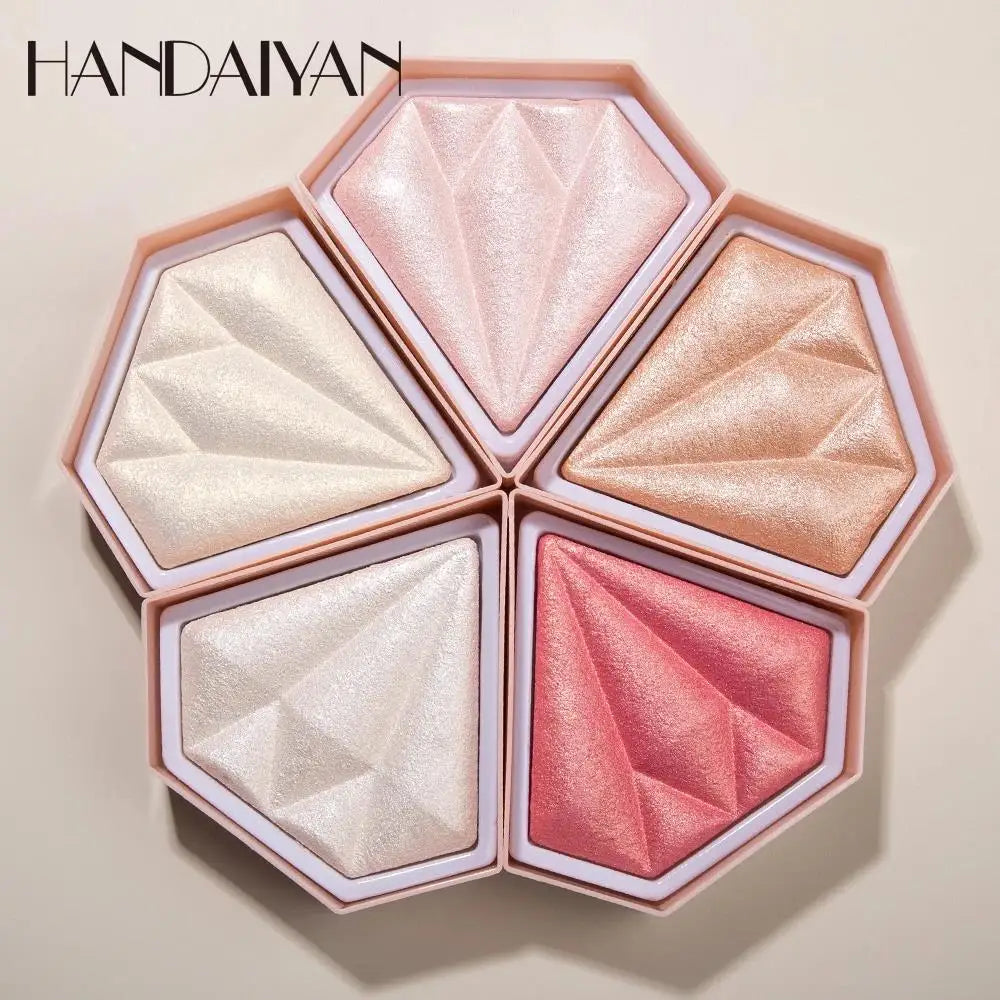 Handaiyan 5-Color Diamond Shimmer Highlighter & Contour Palette Highlighter Palette HIP