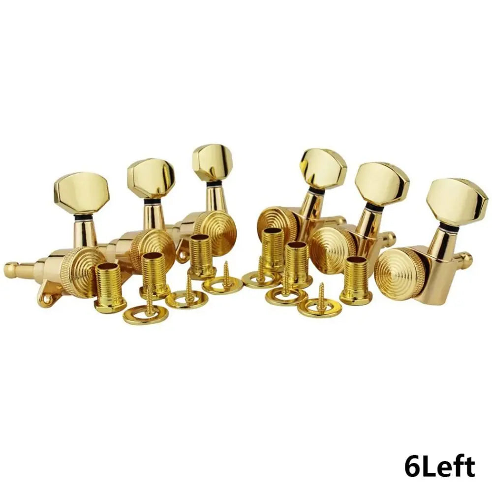 6-Piece Guitar Locking Tuners – Silver, Gold & Black Guitar Locking Tuners HIP Gold-6L