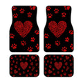4-Piece Red Paw Print Car Floor Mats – Universal All-Season Car Floor Mats HIP black