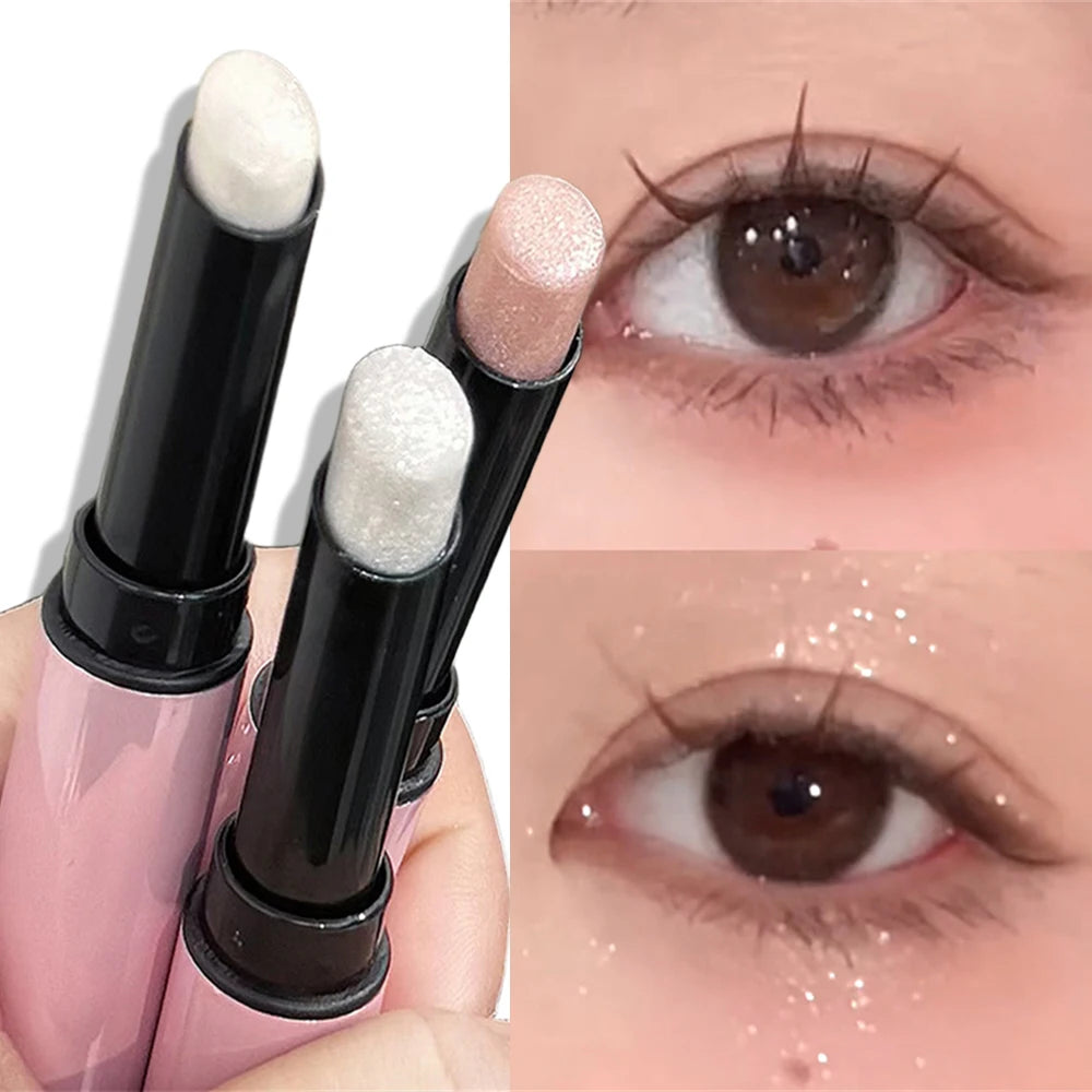 Sparkling Waterproof Eyeshadow Highlighter Stick Pink White Tint Shimmery Jelly Pearlescent Brightening Contours Makeup Pen HIP