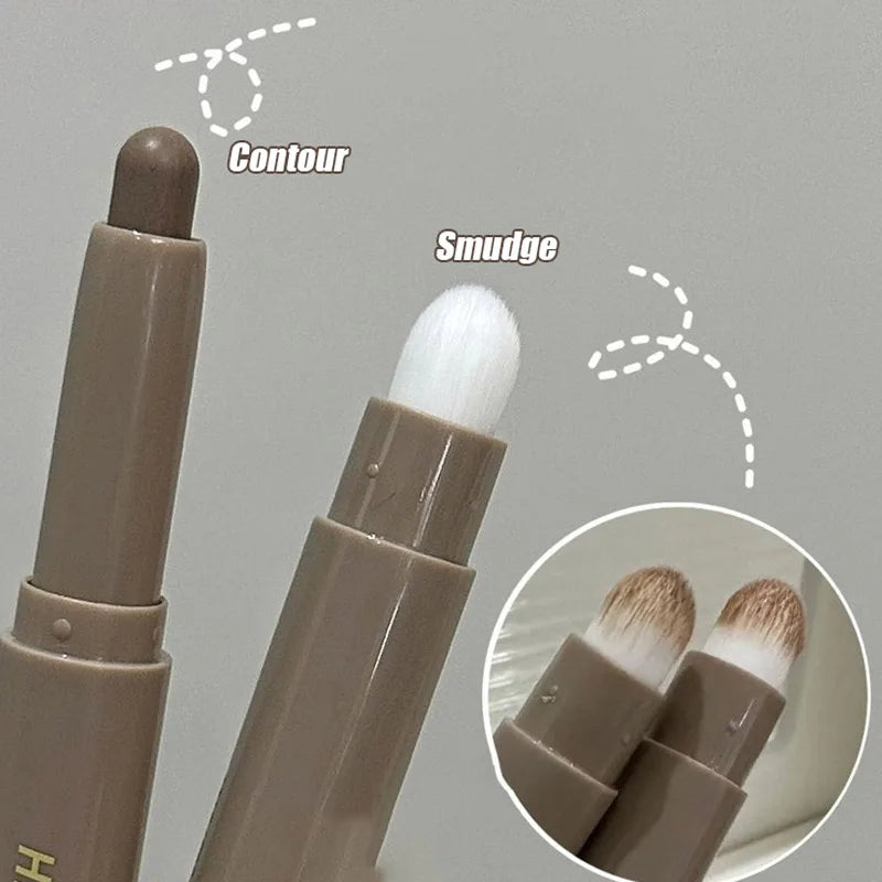 Double Head Contour Stick Bronzer with Brush Face Nose Shadow Cream Contour Pen Waterproof Lasting Contouring Makeup Cosmetics HIP