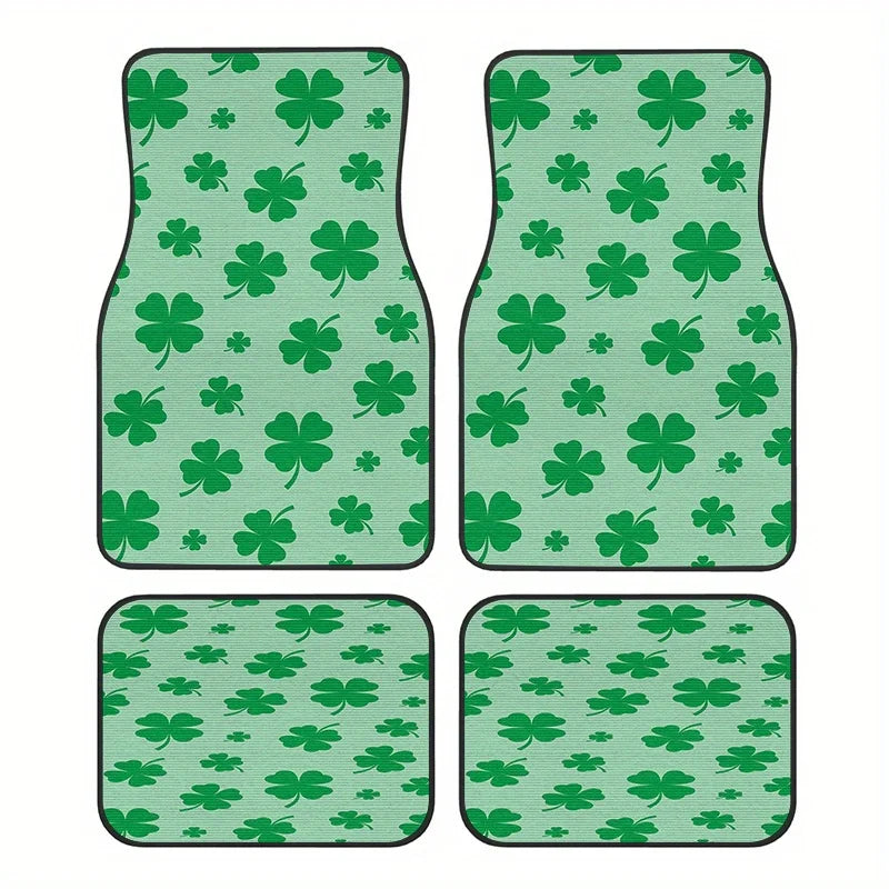 4-Piece Four-Leaf Clover Crystal Velvet Car Floor Mats Set Car Floor Mats HIP 1