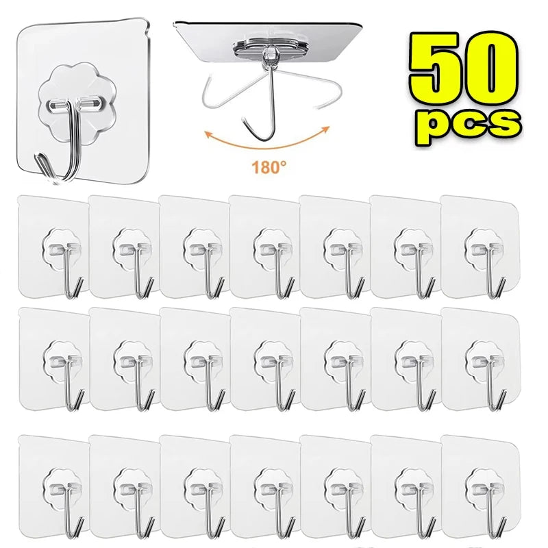 Transparent Self-Adhesive Wall Hooks – No-Drill Strong Hold Adhesive Wall Hooks HIP