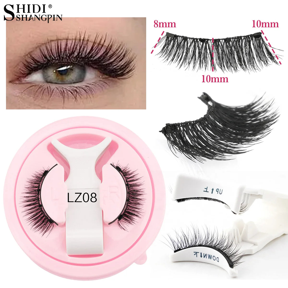 1Pair Magnetic Eyelashes Free Glue Soft Reusable Natural Look 3D Mink Cilios Easy Apply Soft Magnetic Lashes Kit for Eye Makeup HIP 1Pair LZ08