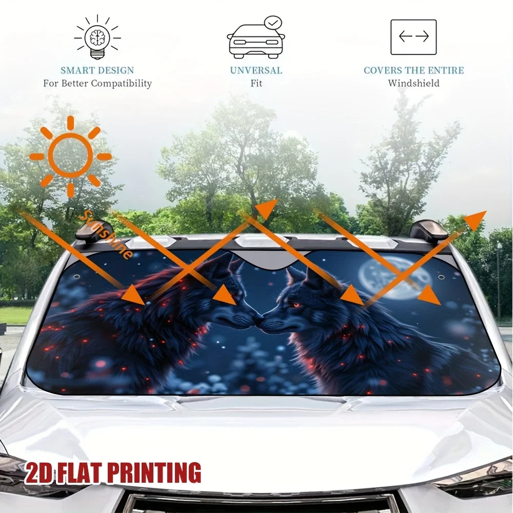 Wolf Windshield Sunshade – Universal Car Sun Blocker Car Windshield Sunshade HIP