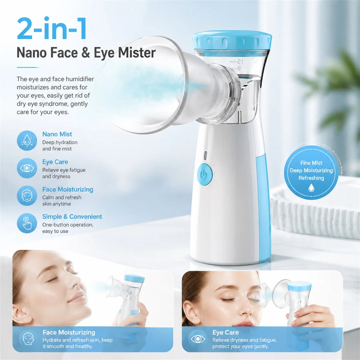 Fireurus Handheld Eye Steamer Mesh Nebulizer – Eye Spa Mist Eye Steamer Device HIP