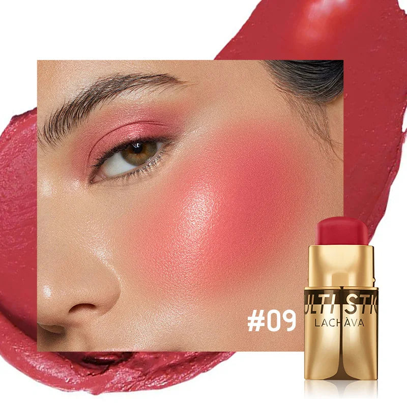 QiBest 3-in-1 Waterproof Blush Stick – Lips, Face & Eyes Multi-Use Blush Stick HIP 09
