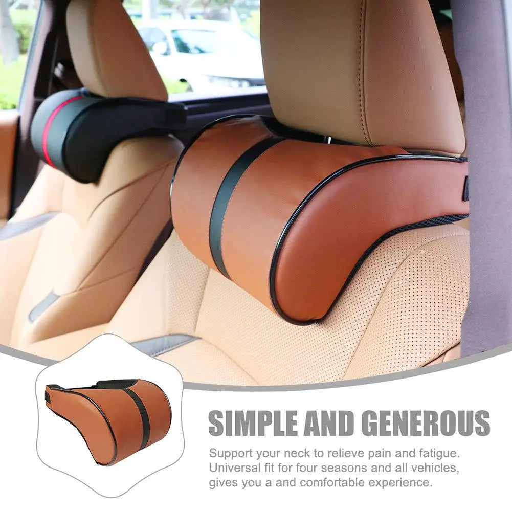 Car Neck Pillow PU Leather Car Headrest Pillow Memory Foam Neck Pain Relief Car Seat Pillow Neck Support Car Accessories HIP