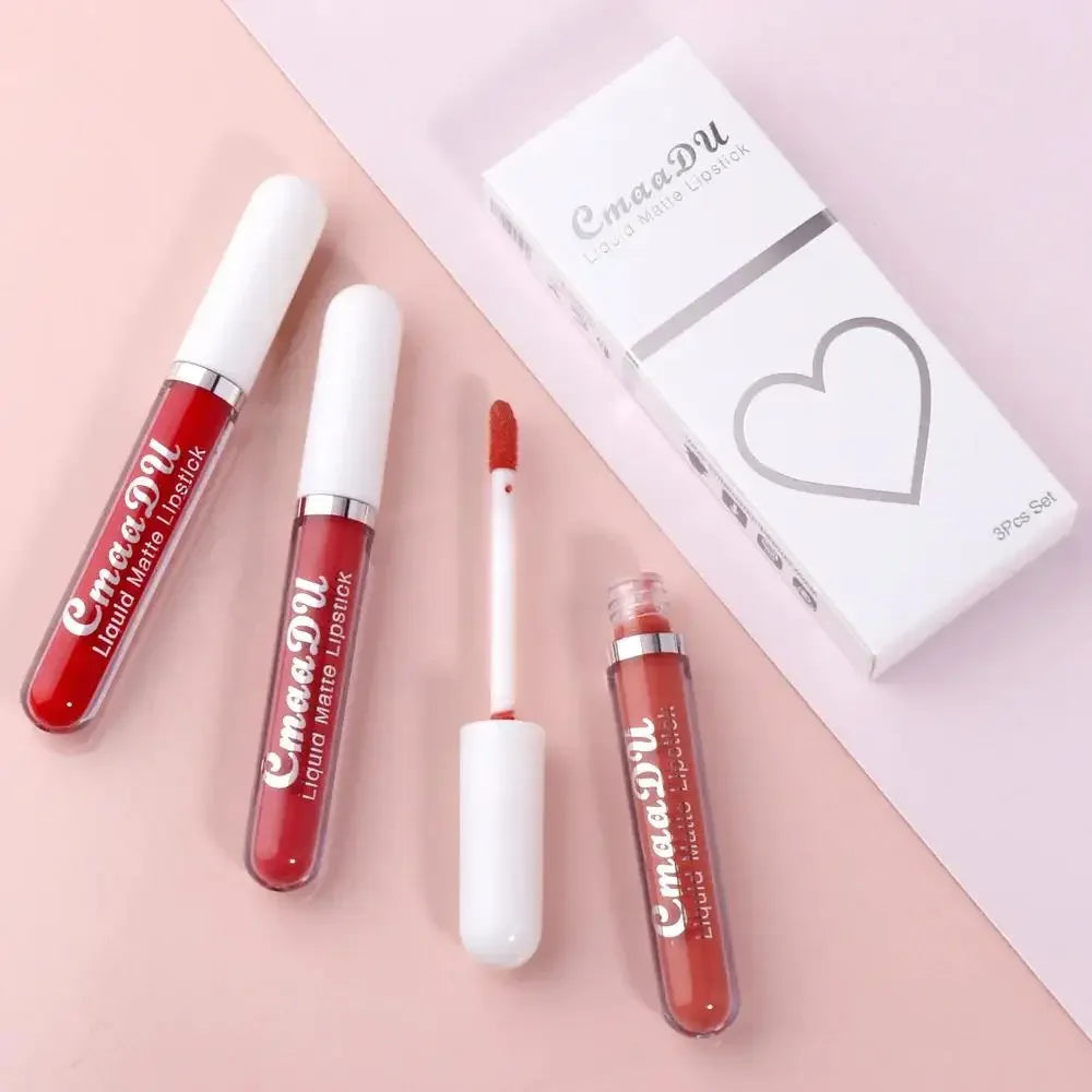 CmaaDu 3-Pc Velvet Matte Liquid Lipstick Set – Waterproof Matte Liquid Lipstick Set HIP