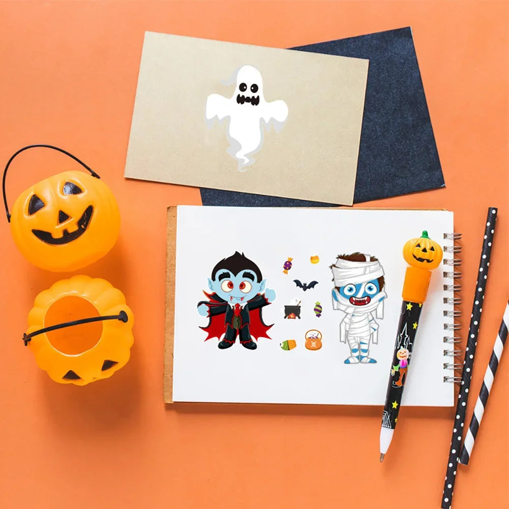 Halloween24 pcsSheets Halloween Decor Halloween Face Stickers Halloween Party Games Halloween Party Toddlers Halloween Sticker HIP
