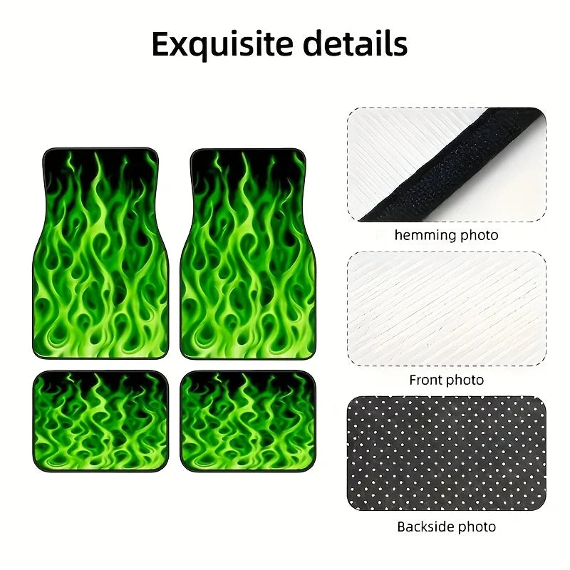 Set of 4 Hip-Hop Flame Design Car Floor Mats – Front & Rear Car Floor Mats HIP