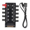 10-Port PWM Fan Hub Splitter – 4-Pin SATA PC Cooling PC Fan Hub HIP 1