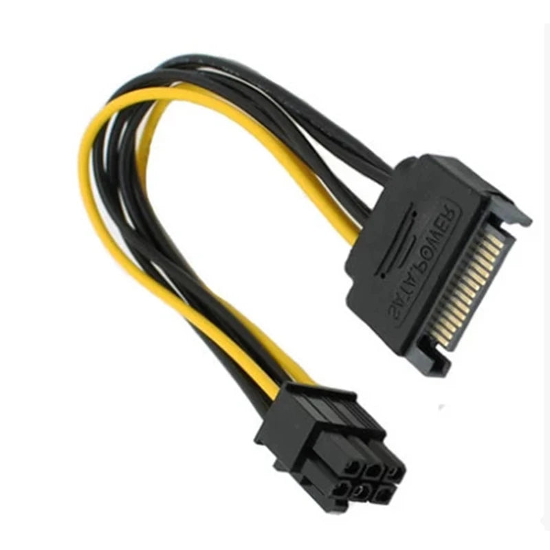 OULLX SATA 15-Pin to 6-Pin GPU Power Cable Adapter for PC Power Cable Adapter HIP