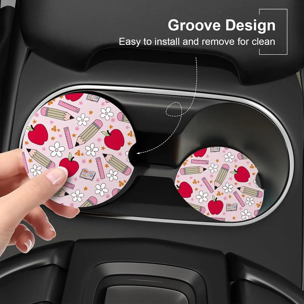 Ceramic Car Coasters – Absorbent Cup Holder Set, 2 Pack Car Cup Holder Coaster HIP