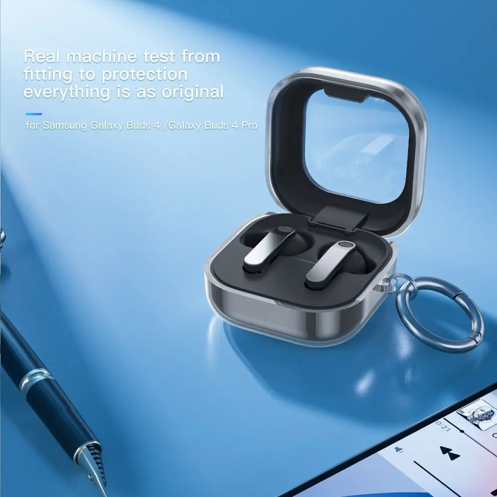 Clear TPU Case + Keychain for Samsung Galaxy Buds 4 / 4 Pro Earbud Protective Case HIP