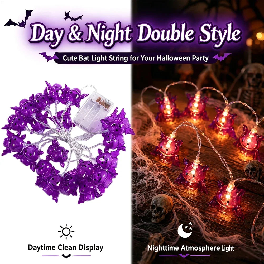 Waterproof Battery Powered Lamp With Timer 10/20 LEDS Purple Spider Halloween String Lights For Indoor Outdoor Party Decorations HIP
