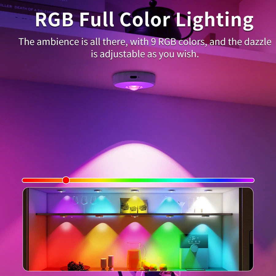 USB Rechargeable RGB LED Night Light With Remote Control Under Cabinet Lights Dimmable Spotlights For Kitchen Wardrobe Closet HIP