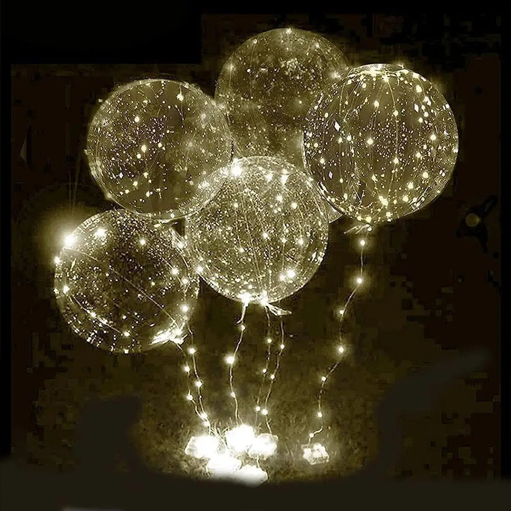 3sets Led Balloons Light Up Balloons Clear Bobo Balloons Luminous Bubble Balloon With Light String For Party Birthday New Year HIP