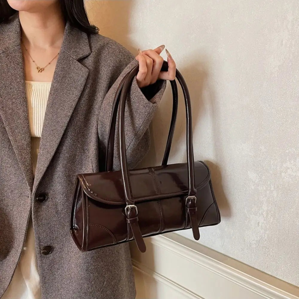 Elegant PU Leather Women's Shoulder Tote Bag – Burgundy PU Leather Tote Bag HIP