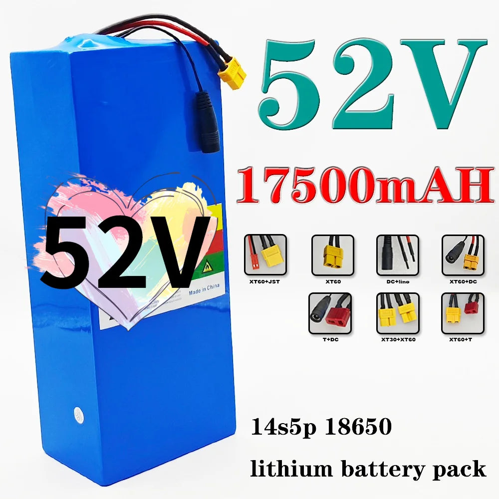52V 17.5Ah 18650 Lithium Battery Pack 14S5P BMS | 1500W Lithium Battery Pack HIP