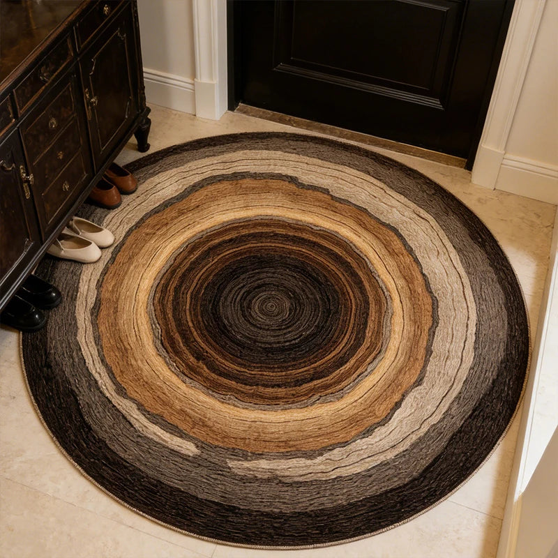 Soft Faux Cashmere Round Rug – Wabi-Sabi Geometric Floor Mat Decorative Area Rug HIP