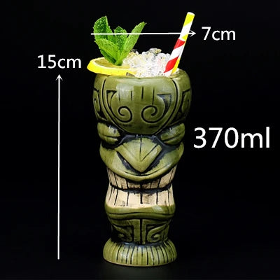 470ml Hawaii Ceramic Tiki Mug – Porcelain Beer & Cocktail Cup Ceramic Tiki Mug HIP 1pcs 370ml