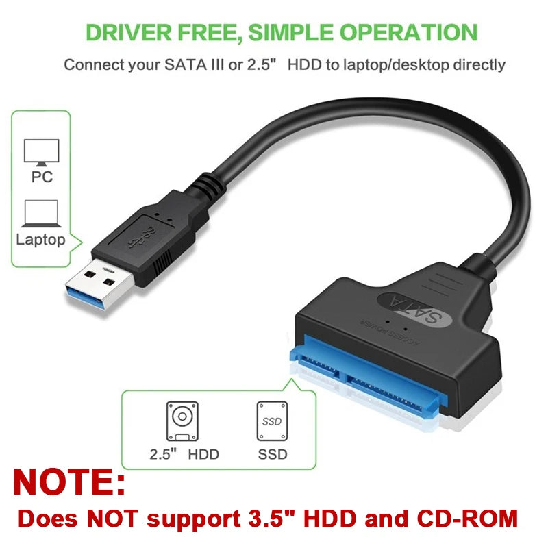 SATA to USB 3.0 Adapter Cable – 6 Gbps for 2.5" HDD & SSD SATA USB Adapter Cable HIP