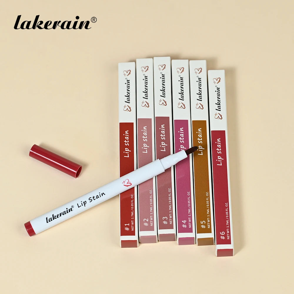 6Colors Lip Stain Pencil Liquid Lip Liner Waterproof Plumping Lip Tint Natural Matte Nude Brown Long Lasting Beauty Makeup Pen HIP