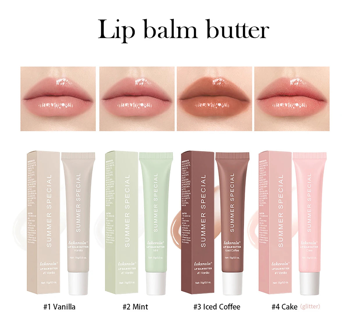 Moisturizing Lip Butter Balm 4 Counts/set Hydrating Lip Balm Plumping Lip Oil Lip Stick Glossy Lip Glaze Stick Plumping Lip Cosm HIP