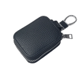 Leather AirPods Case Bag with Keychain – Lychee Zipper Pouch Earphone Storage Case HIP Black