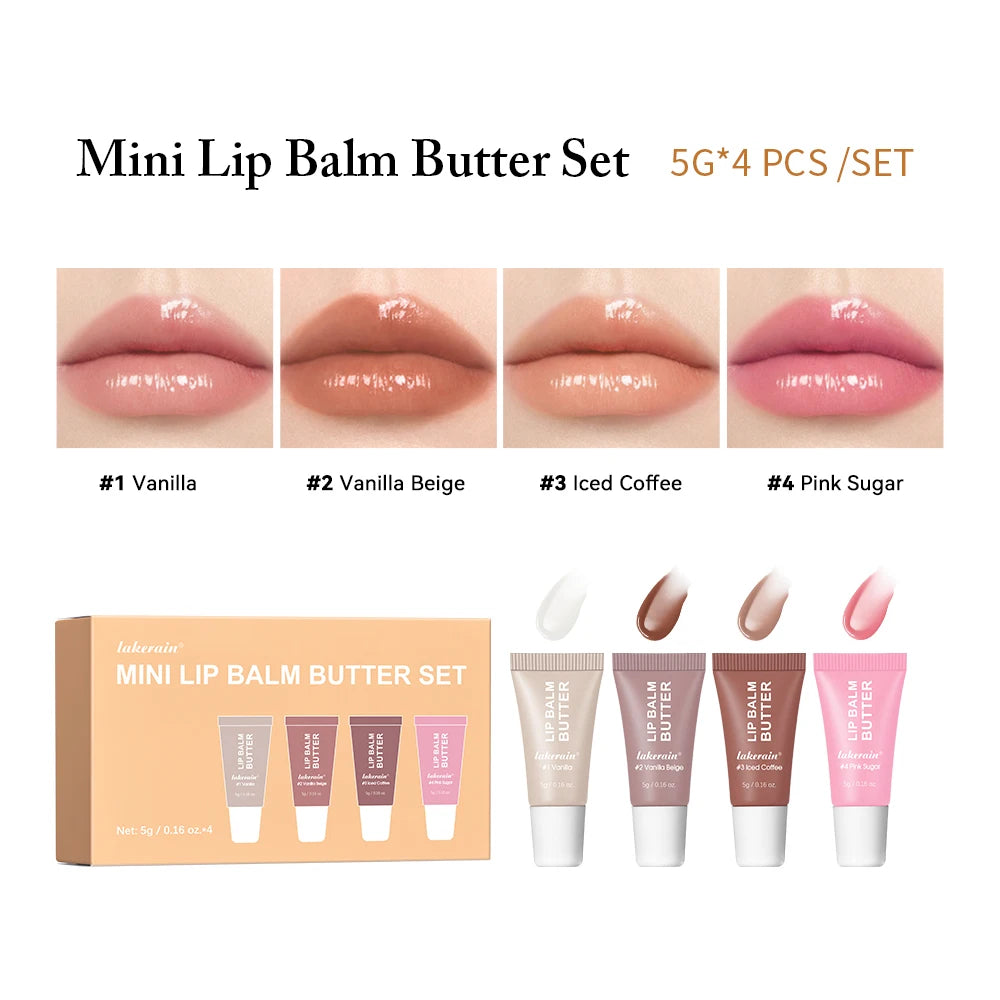 Lips Glosses Lip Butter Balm Set Travel Size Hydrate Moisturize Plump Lips Nourishing Improves Dry Lips Woman Makeup Cosmetics HIP 1set