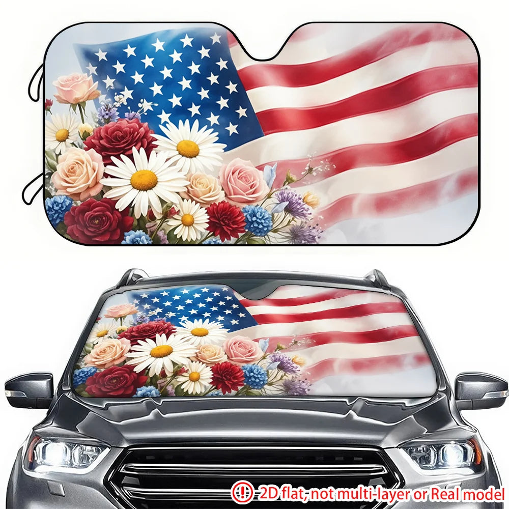 Floral American Flag Car Sun Visor – 250th Anniversary Car Sun Visor HIP S