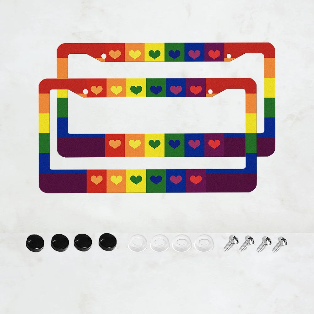 2-Pack Rainbow Heart Aluminum License Plate Frames | HIP License Plate Frame HIP 1
