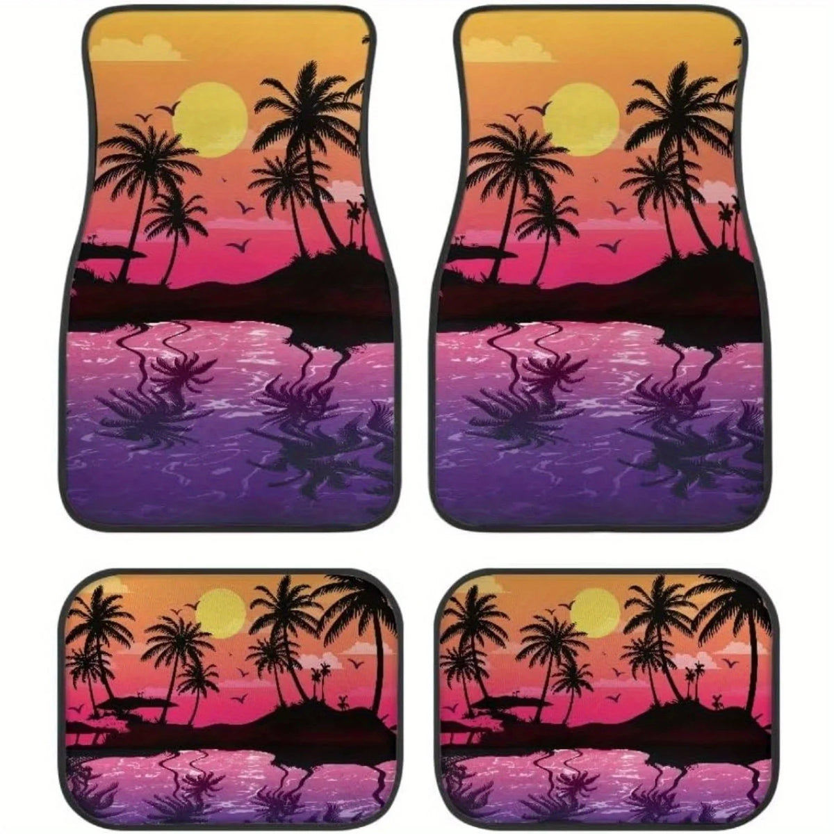 4-Piece Tropical Print Waterproof Car Floor Mats – All-Weather Car Floor Mats HIP 1