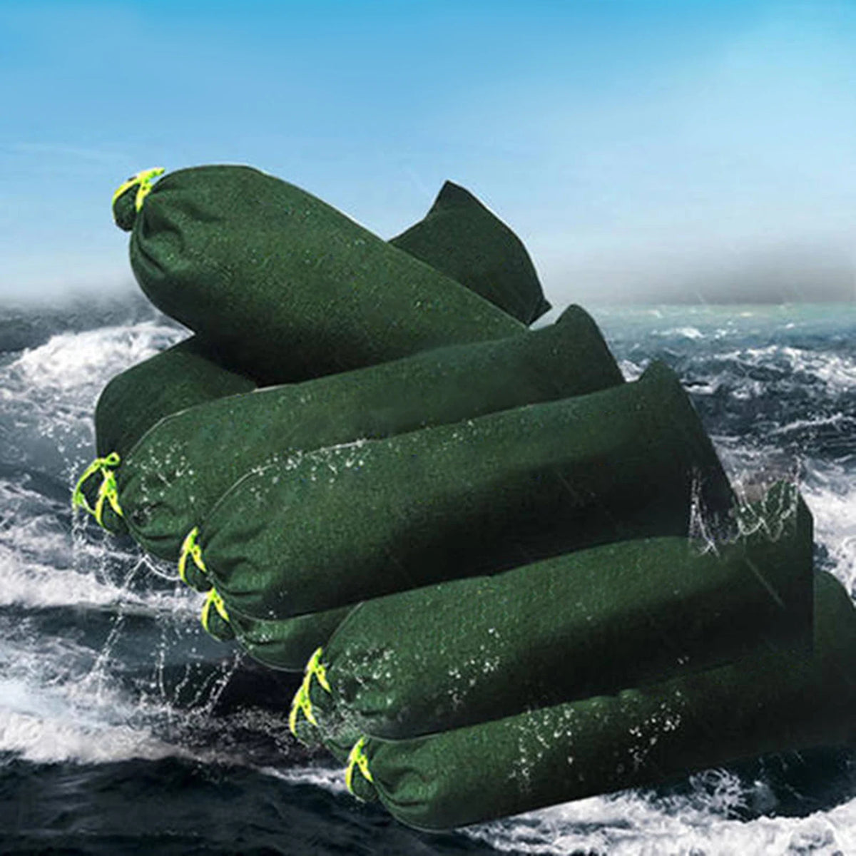 Flood Prevention Sandbag Green Reusable Flood Water Barrier Sand Bag with Drawstring for House Doors HIP