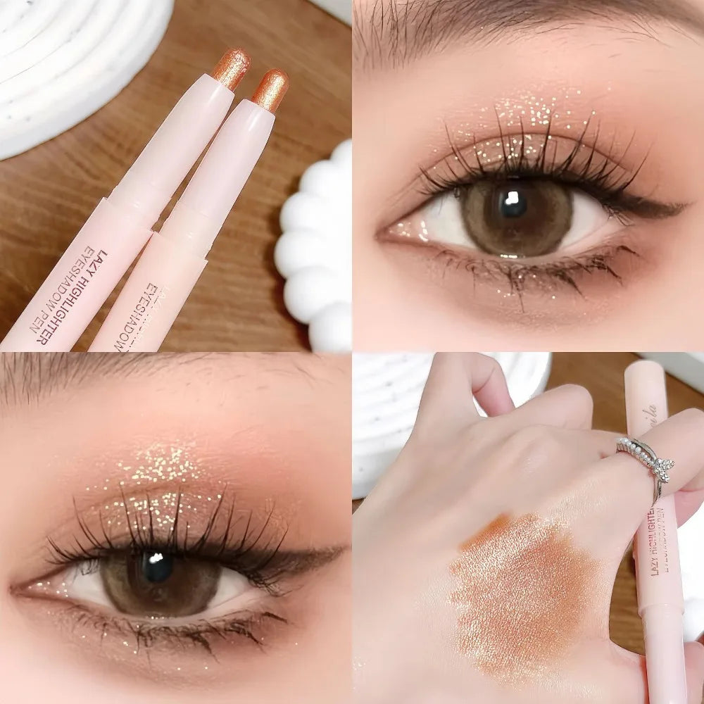 Pearl Glitter Aegyosal Eyeshadow Stick Shimmer Highlighter Pen for Under Eye Brightening Fine Sparkle Waterproof Liner Makeup HIP 03-2Pc