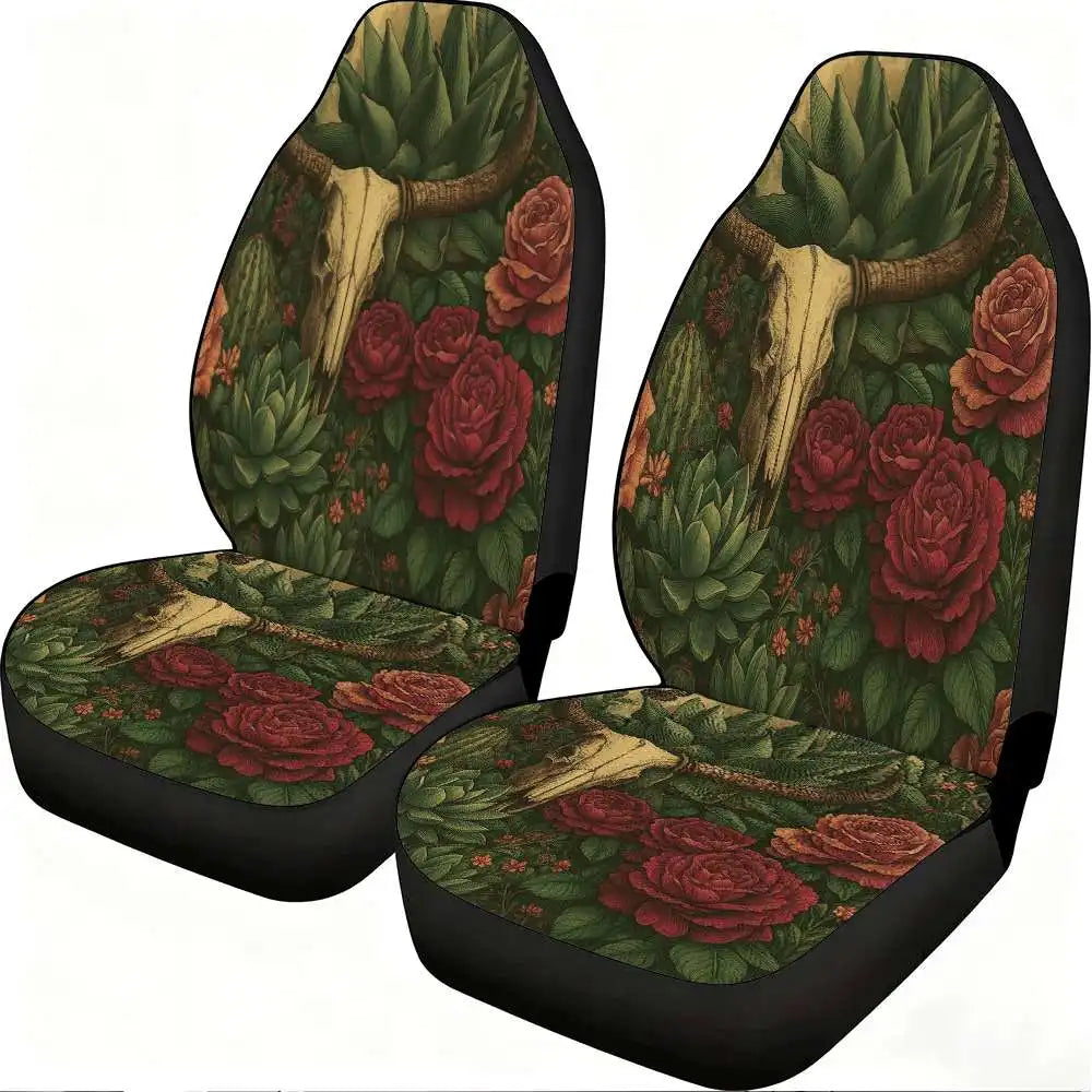 Skull & Roses Butterfly Car Seat Covers – Set of 2 Front Car Seat Covers HIP