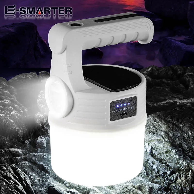 ESMARTER Solar LED Spotlight – 10-Mode Rechargeable Camping Lamp Solar Camping Spotlight HIP